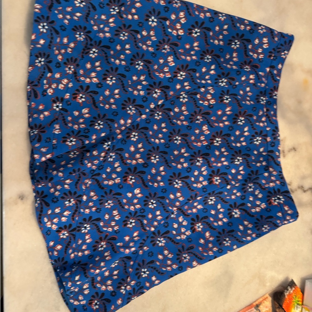 J. Crew Blue Floral A-Line Skirt